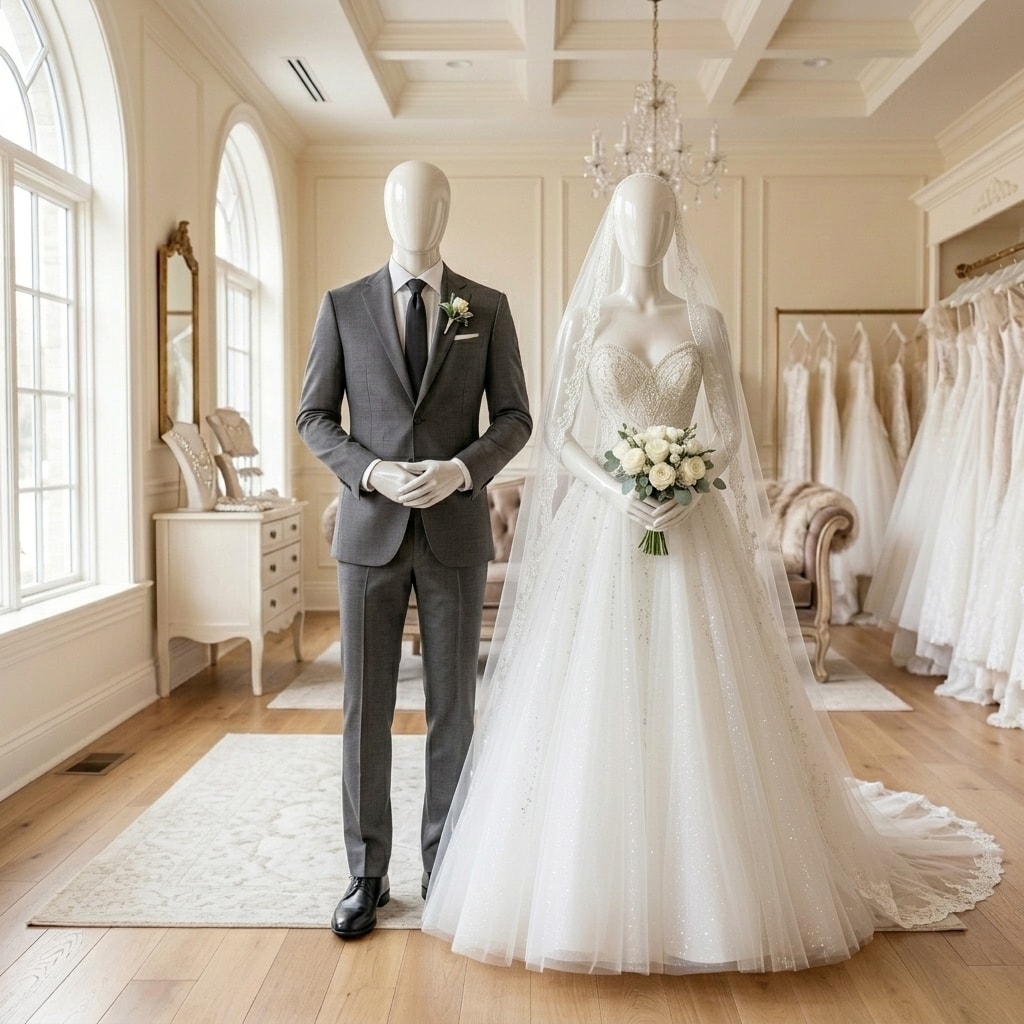 Luxury white wedding gown